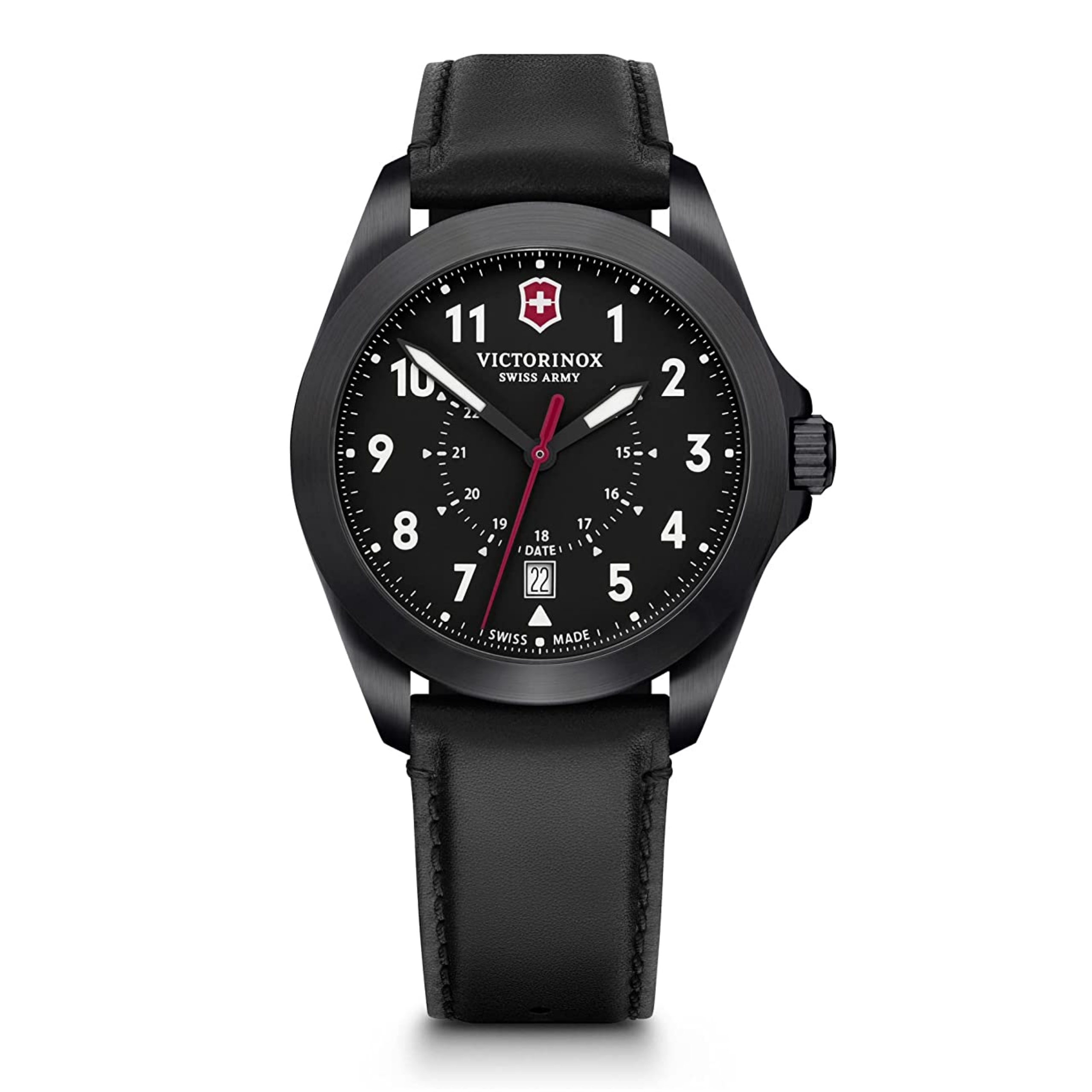 Victorinox Alliance Swiss Army Heritage Analog Watch with Black Dial and Black Leather Strap - Timeless Wristwatch