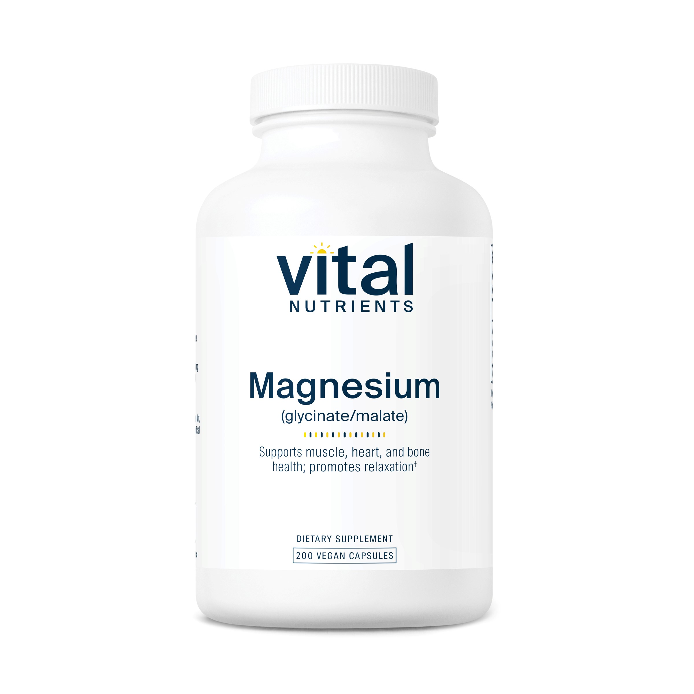 Vital Nutrients Magnesium Glycinate and Malate | Vegan Supplement to Support Stress Relief, Bones, Sleep and Heart Health | Gluten, Dairy and Soy Free | 120mg | 200 Vegetarian Capsules