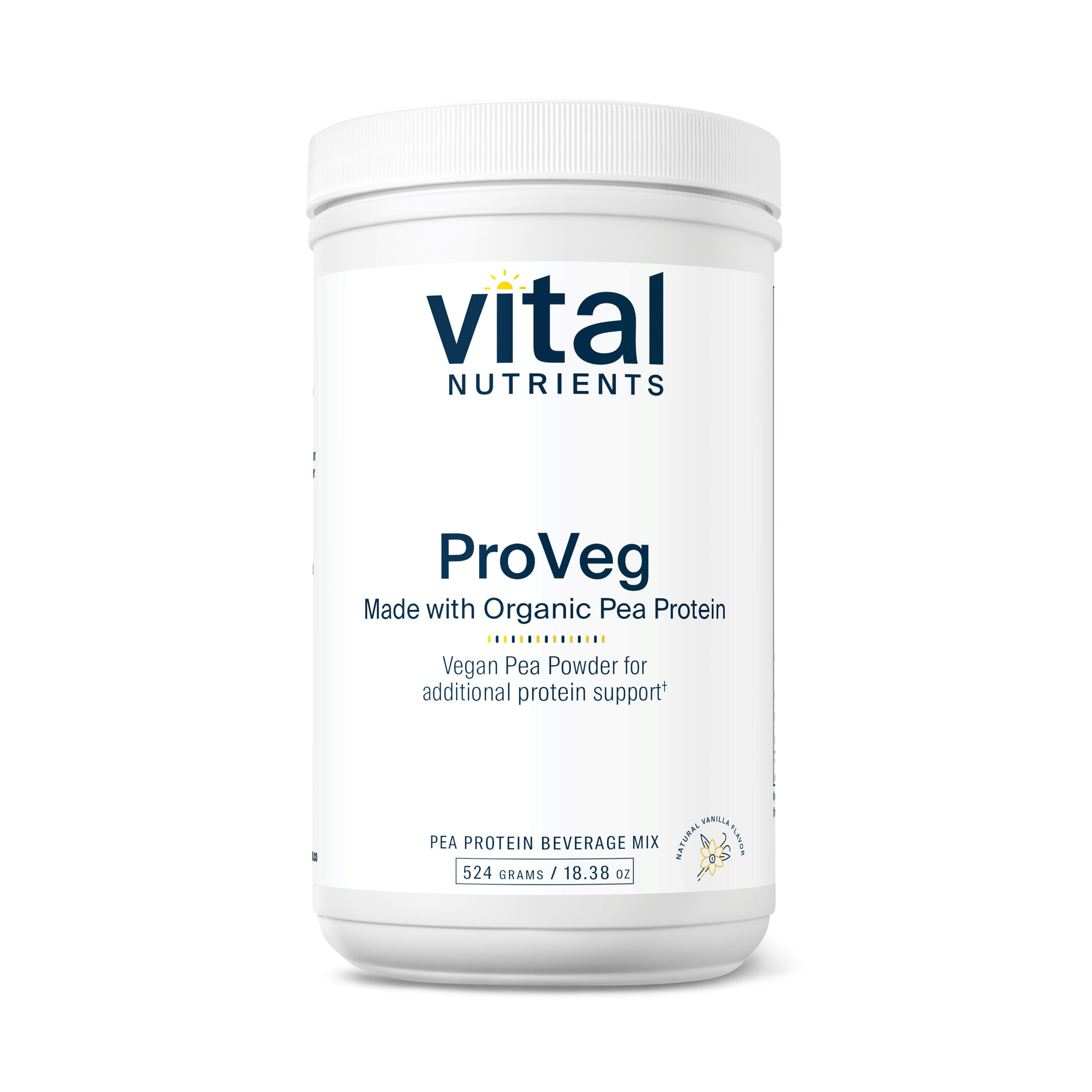 Vital Nutrients - ProVeg - Organic Pea Protein with Natural Vanilla Flavor - Vegetarian - 524 Grams per Bottle