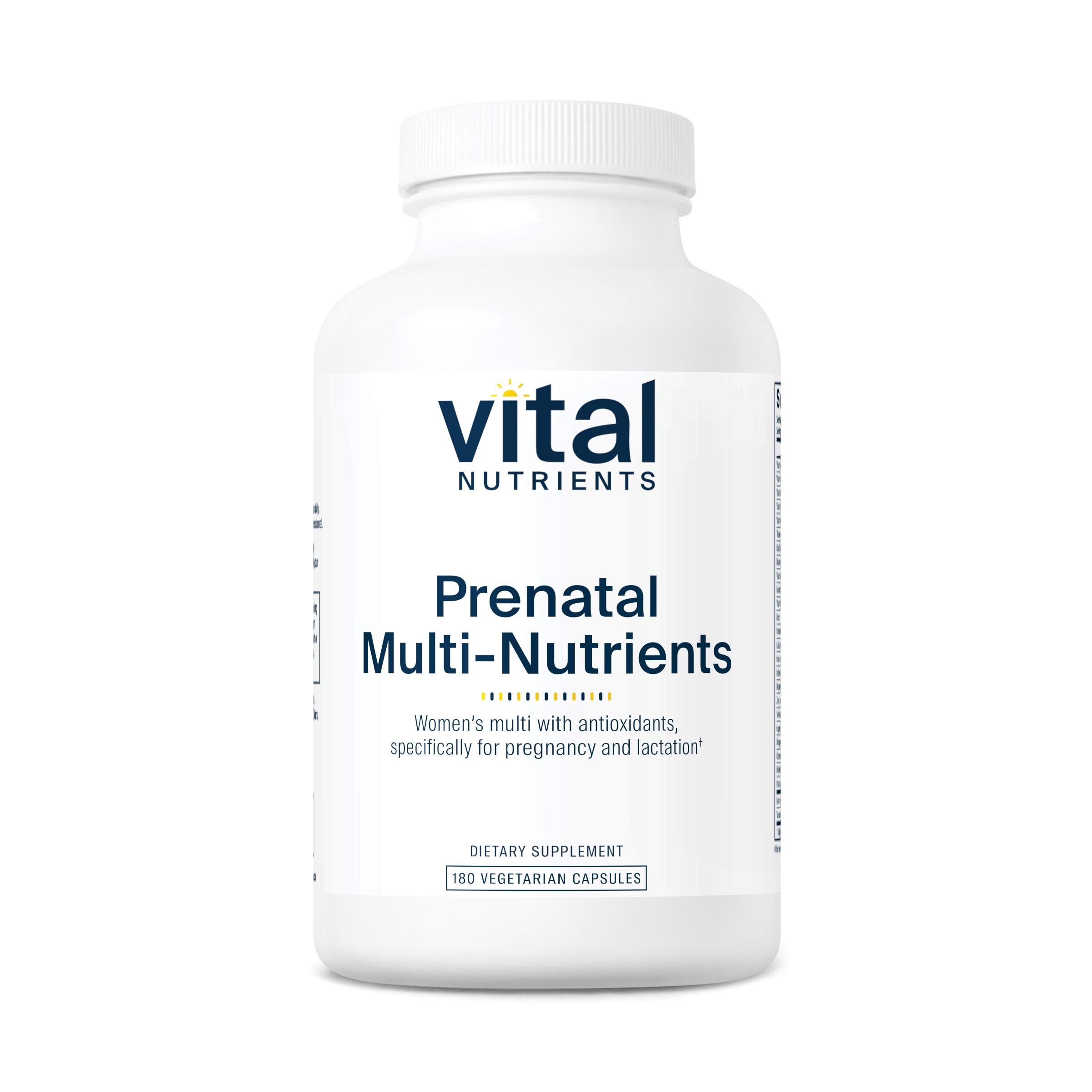 Vital Nutrients - PreNatal Multi-Nutrients - Women's Multi-Vitamin/Mineral Formula with Potent Antioxidants - 180 Vegetarian Capsules per Bottle