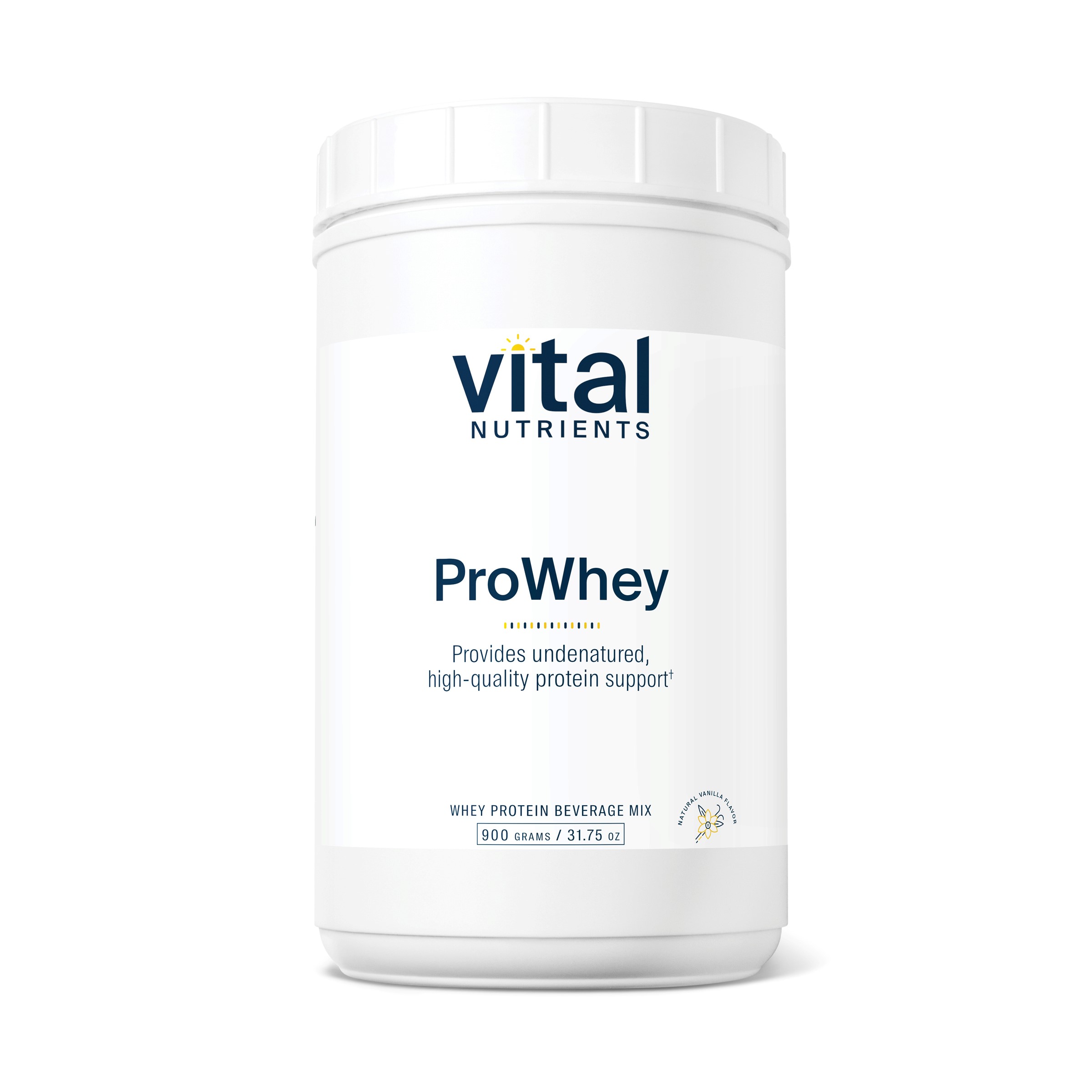 Vital Nutrients - ProWhey - Whey Protein Beverage Mix - Natural Vanilla Flavor - 900 Grams per Bottle