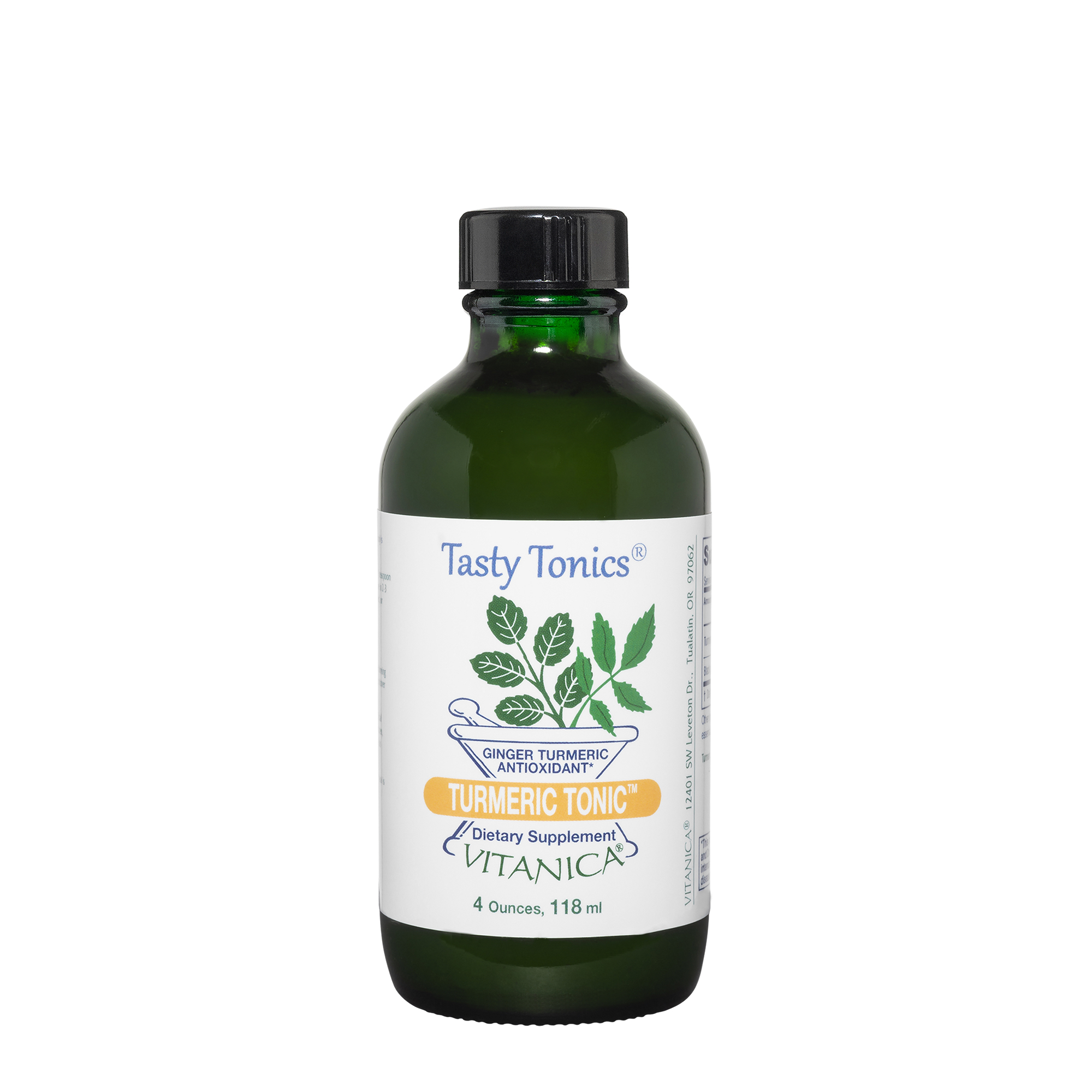 Vitanica Turmeric Tonic, Non-GMO Liquid Turmeric Curcumin Supplement 1000 mg, with Black Pepper and Ginger, Antioxidant, Vegan, Gluten Free, 4 Ounce