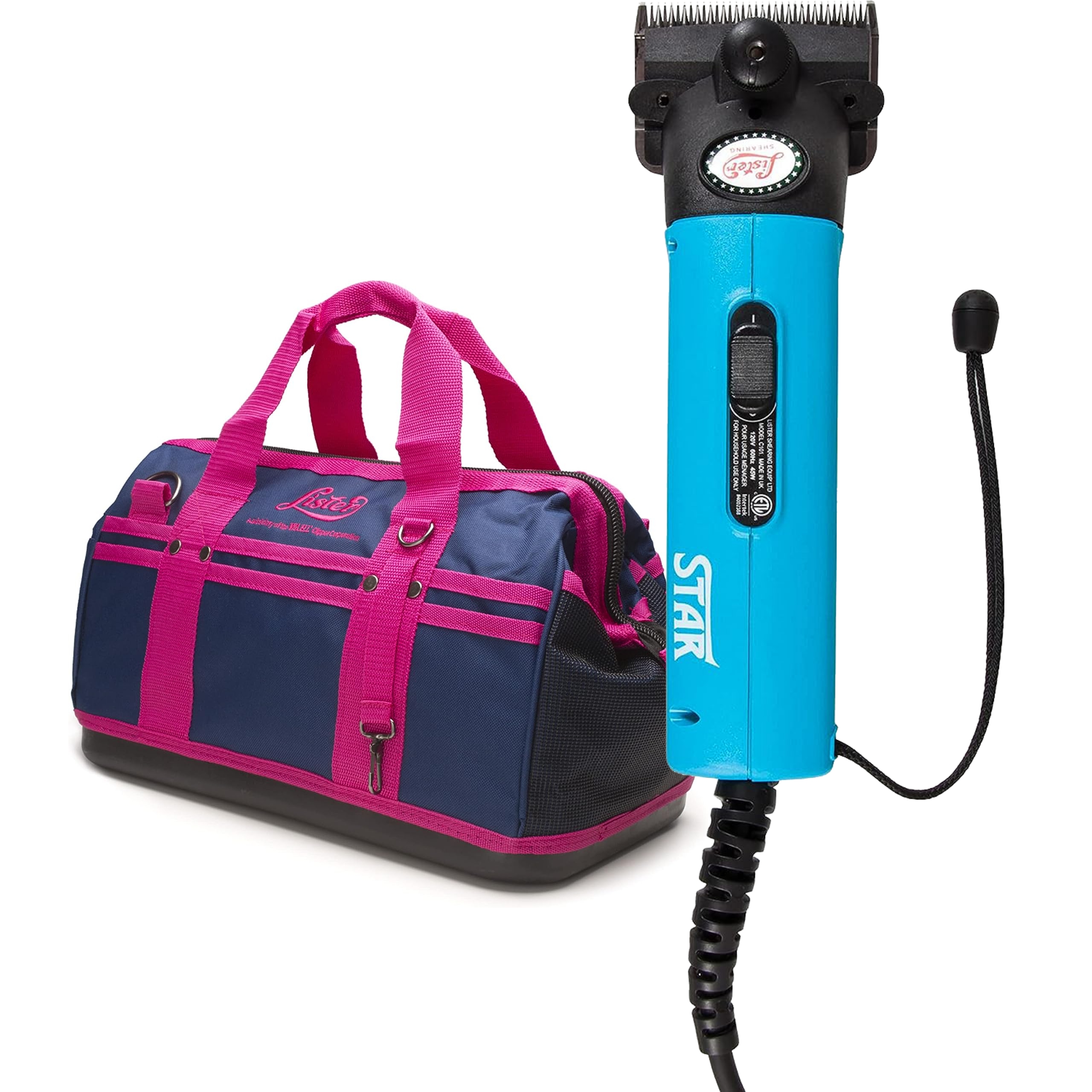 Lister Star Large Animal Clipper with Fine Blade for Horses, Cattle, Sheep, and Livestock, Turquoise with Soft Case (258-35921)