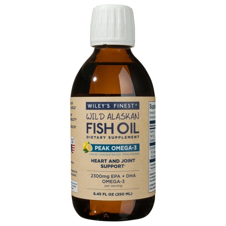 Wiley's Finest Wild Alaskan Fish Oil - Peak Omega-3 Liquid 2150mg EPA + DHA Omega-3 Natural Supplement 50 Servings (Packaging May Vary)