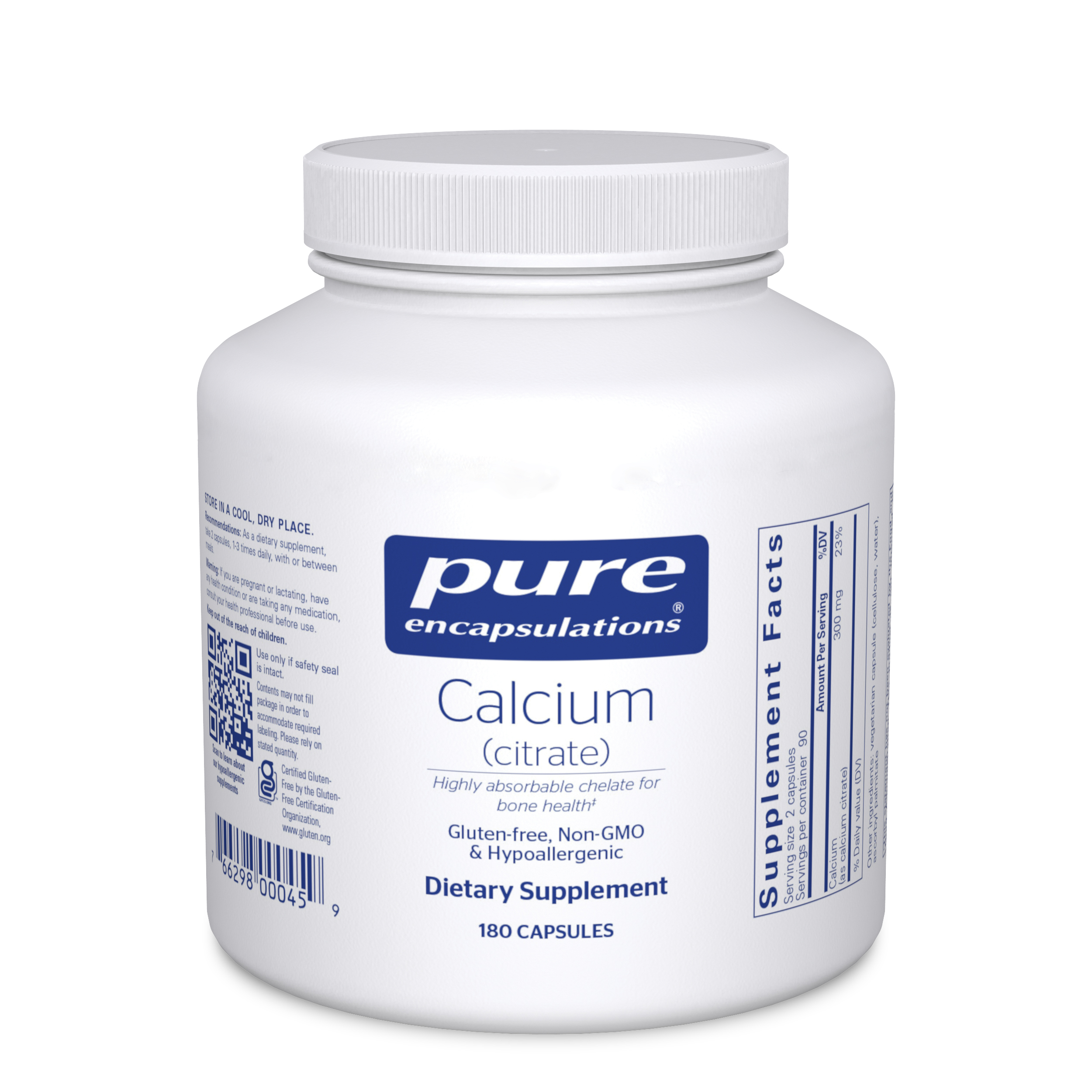 Pure Encapsulations Calcium (Citrate) | Supplement for Bones and Teeth, Colon Health, and Cardiovascular Support* | 180 counts