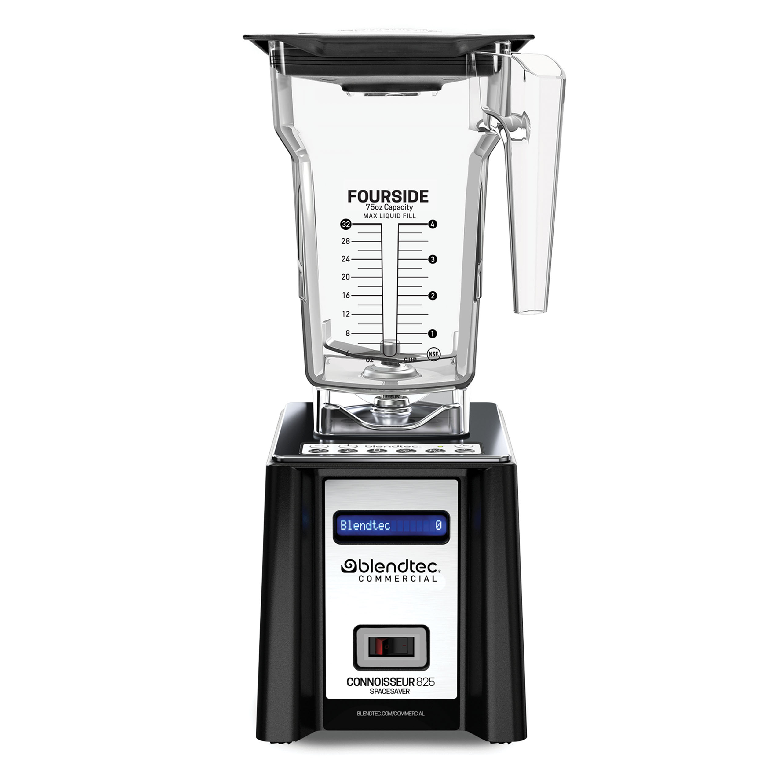 Blendtec Connoisseur 825, SpaceSaver, Commercial Blender, FourSide Jar, Vented Gripper Lid, Black