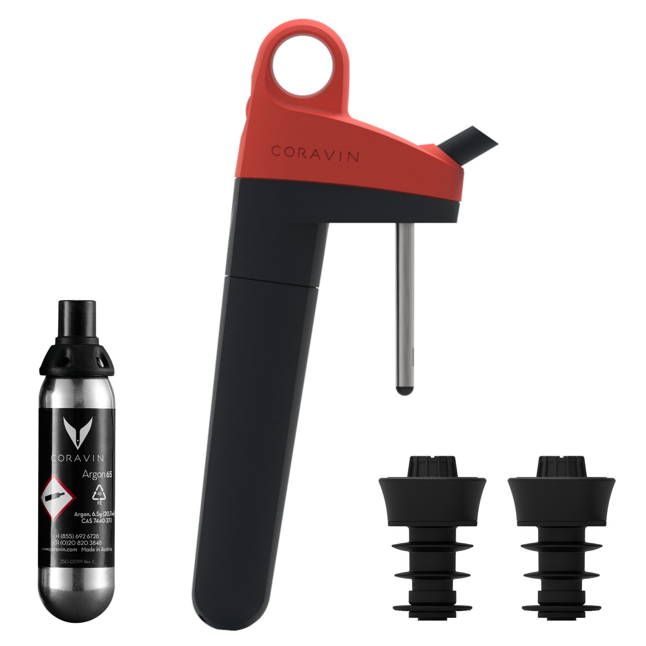 Coravin | Pivot Wine Preservation System for Red & White Wine | Keeps Wine Fresh - Reusable Wine Stopper | 2 Pivot Stoppers & 1 Pure Capsule Inc | Wine Gift | Coral