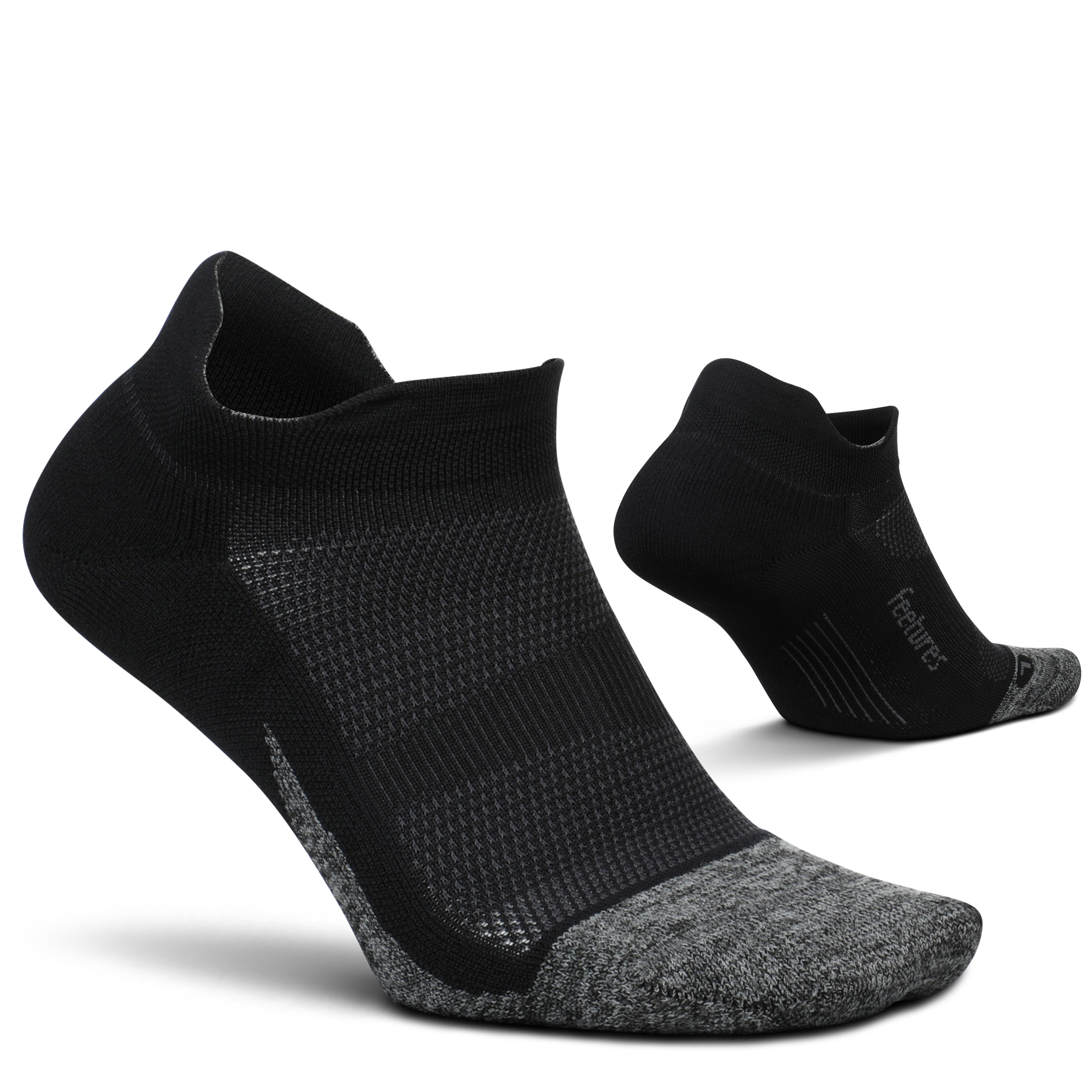 Feetures Elite Light Cushion No Show Tab Solid- Running Socks for Men & Women, Athletic Compression Socks, Moisture Wicking- Small, Black