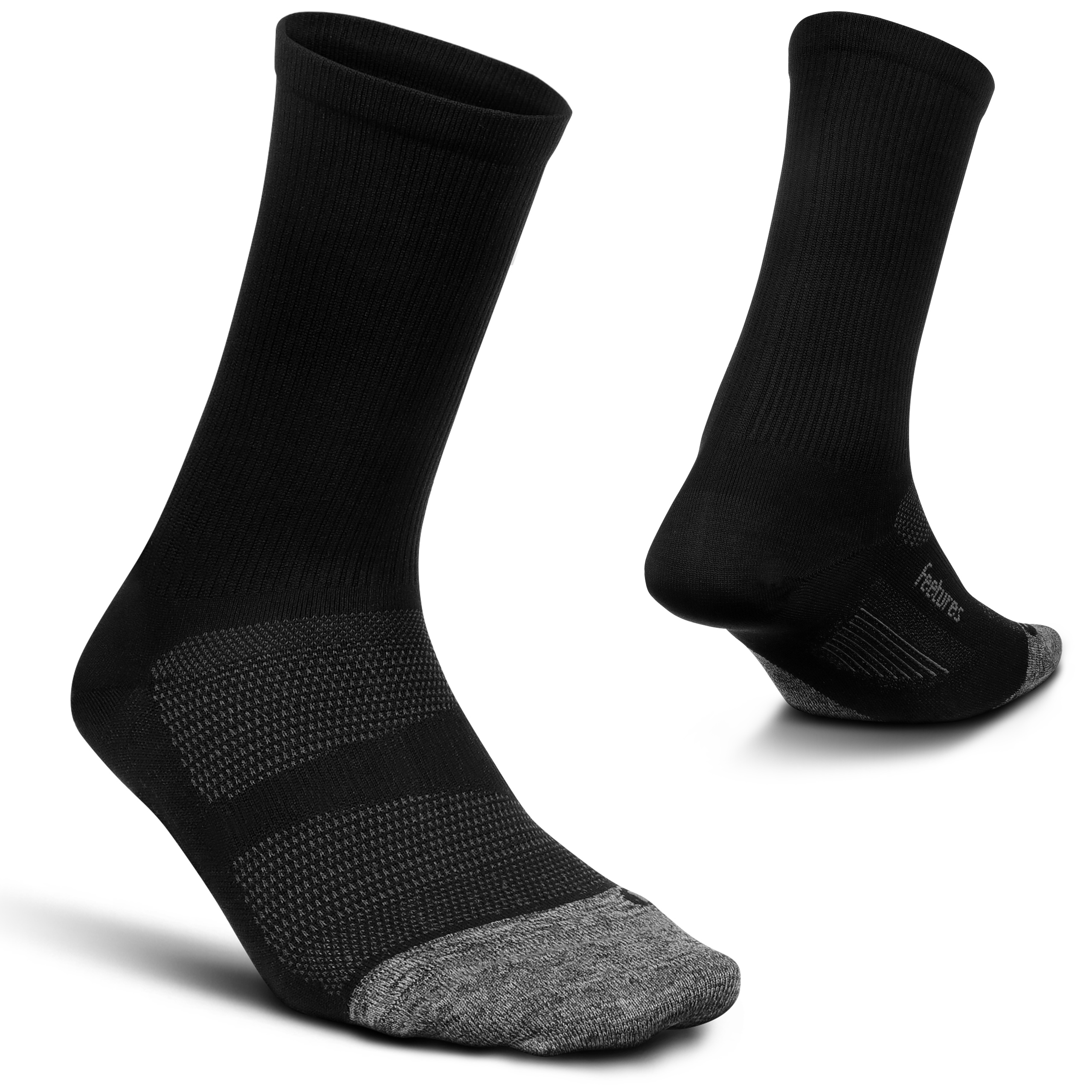 Feetures Elite Ultra Light Mini Crew- Trail Running Socks for Women & Men, Targeted Compression, Moisture Wicking- X-Large, Black