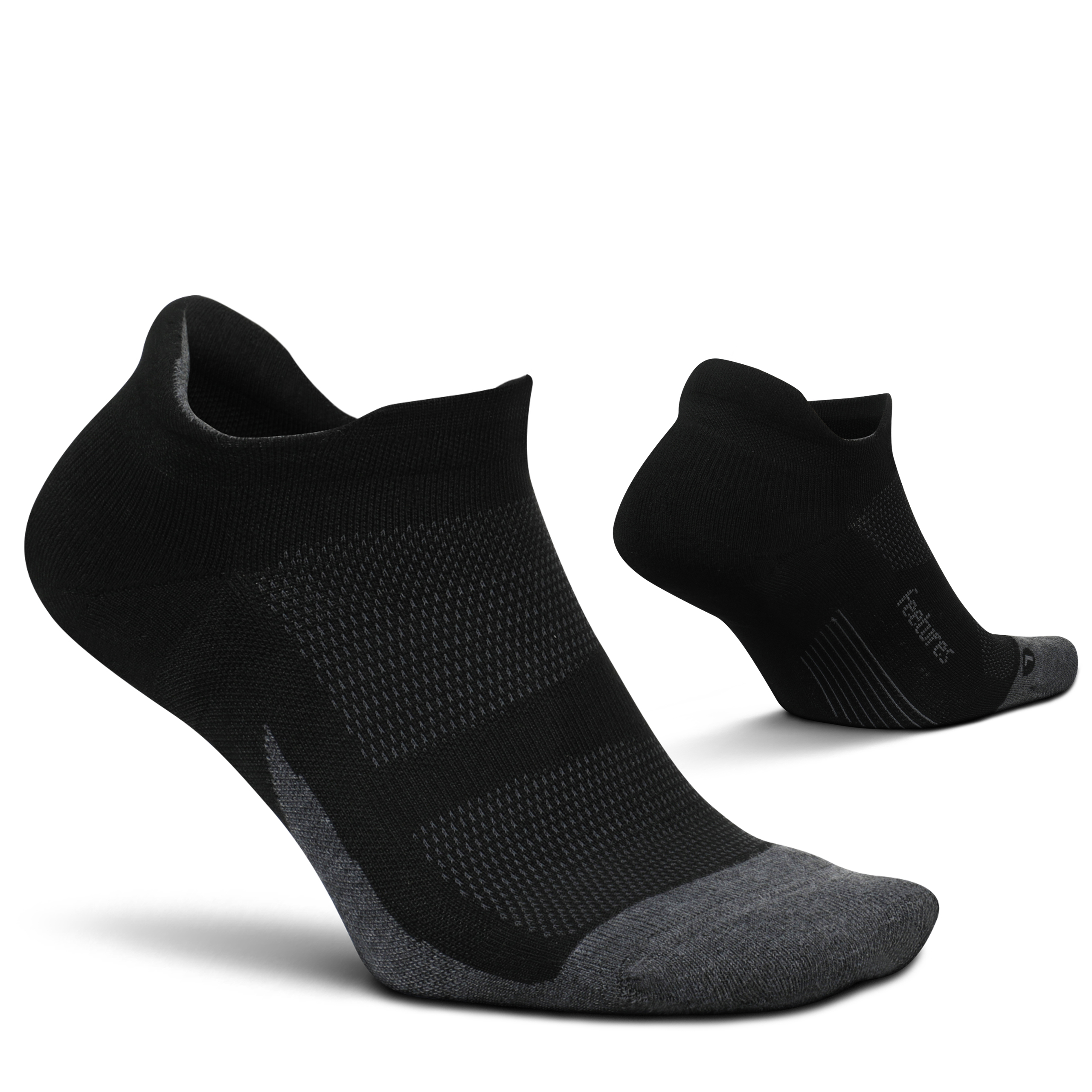 Feetures Elite Max Cushion No Show Tab Block- Running Socks for Men & Women, Athletic Compression Socks, Moisture Wicking- X-Large, Black