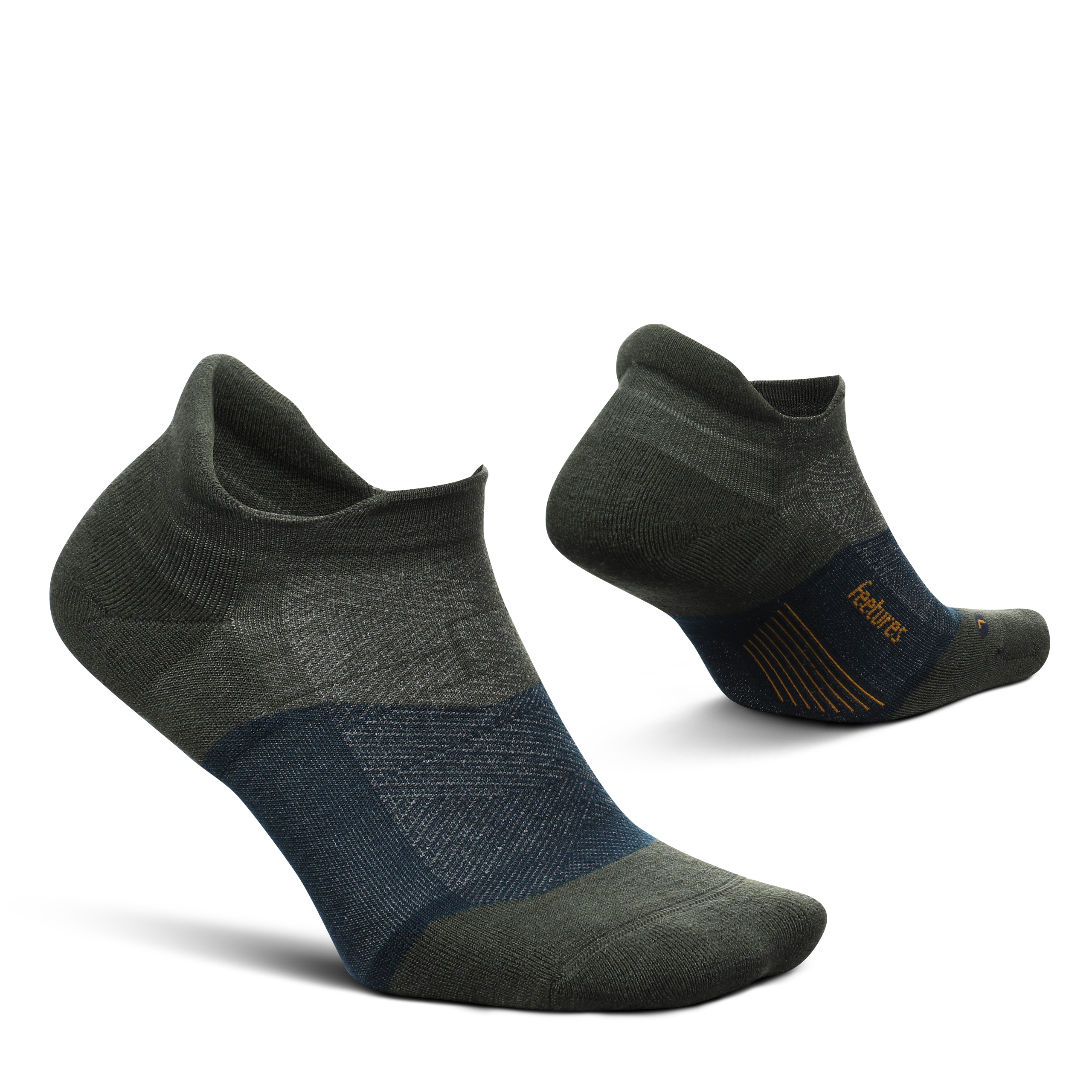Feetures Merino 10 Cushion No Show Tab Sock Stripe (1 Pair) Small, Forest