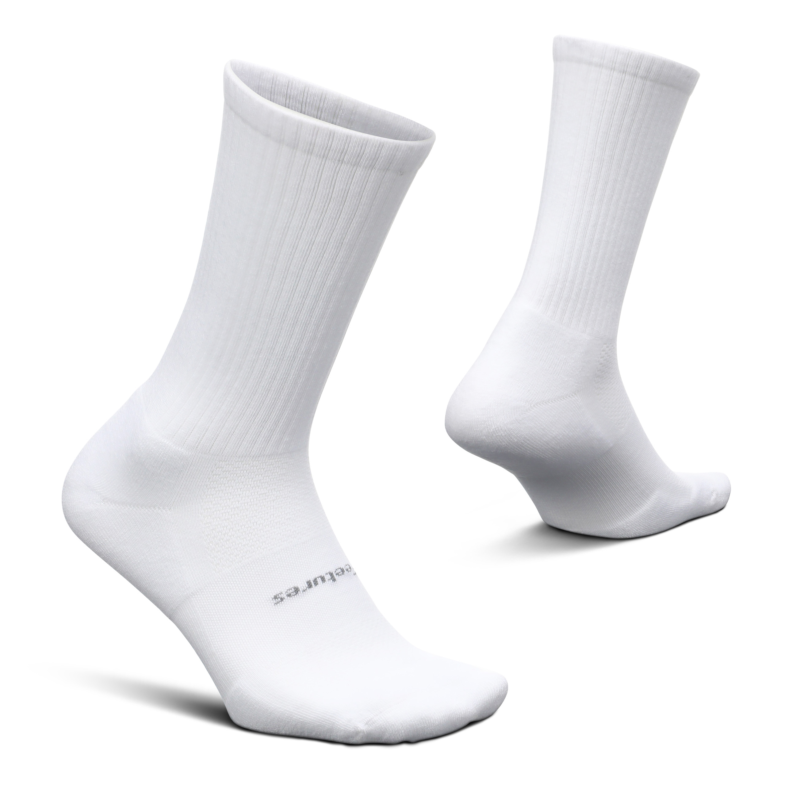 Feetures High Performance Cushion Crew Sock- Supportive Socks for Women & Men, Moisture Wicking- X-Large, White