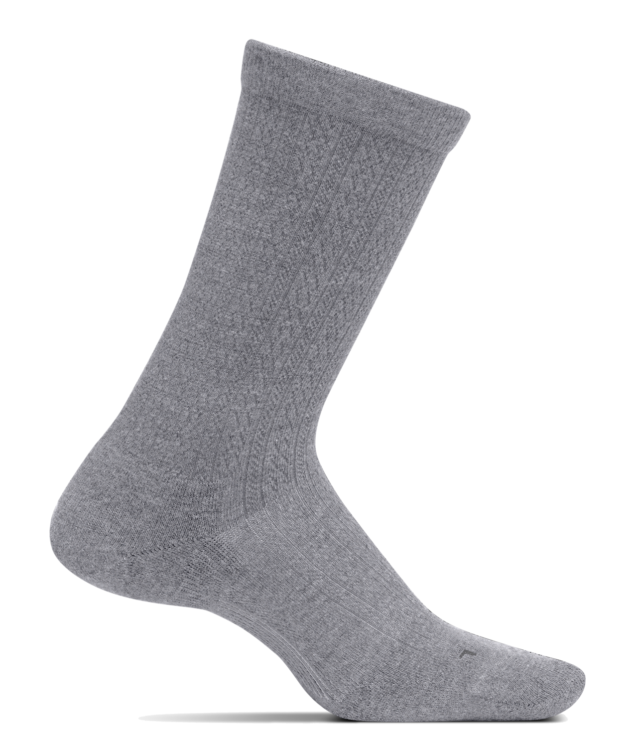 Feetures Womens Texture Cushion Crew Sock (Large, Light Gray)