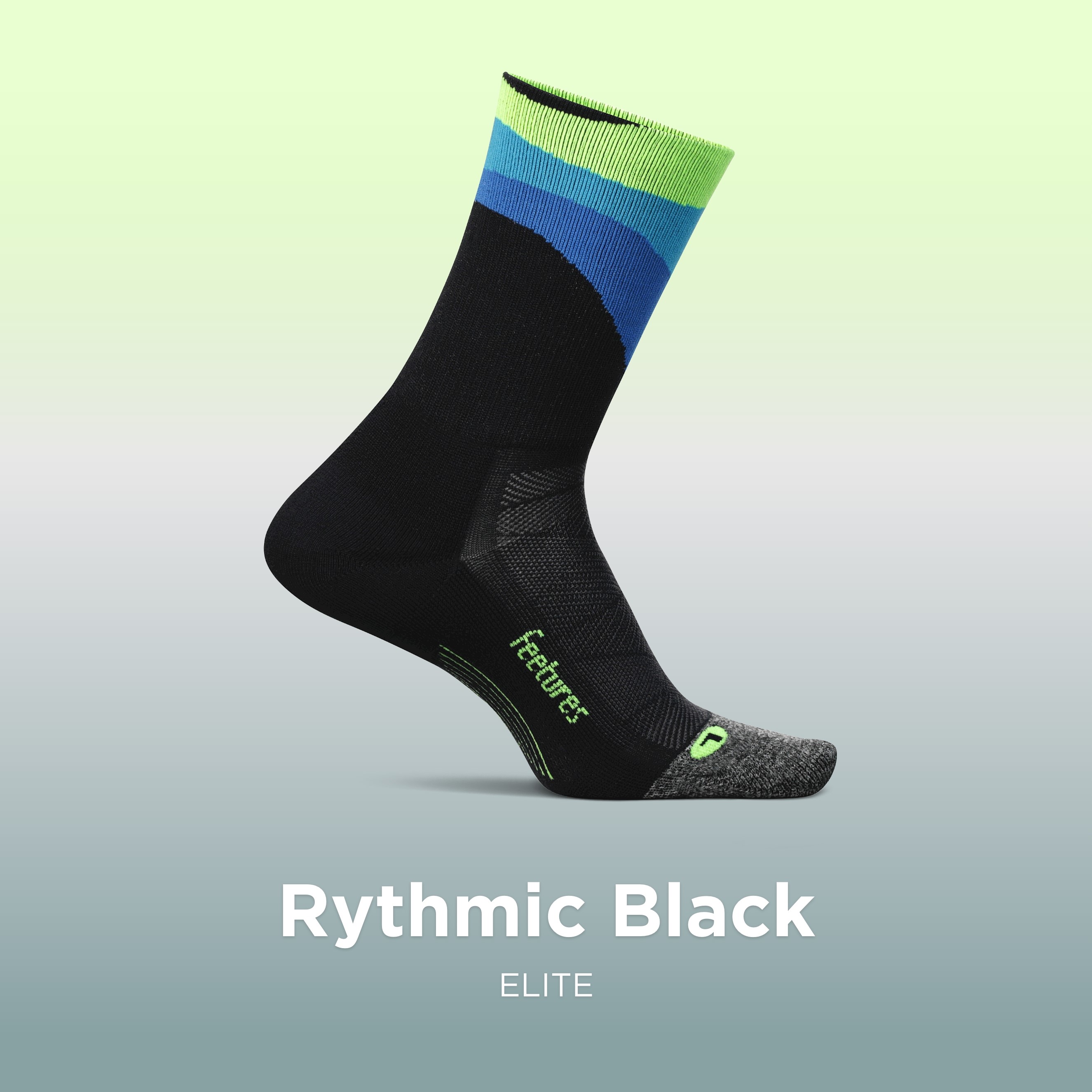 Feetures Elite Light Cushion Mini Crew Sock - Sport Sock - XL, Rythmic Black - Picture 2 of 36