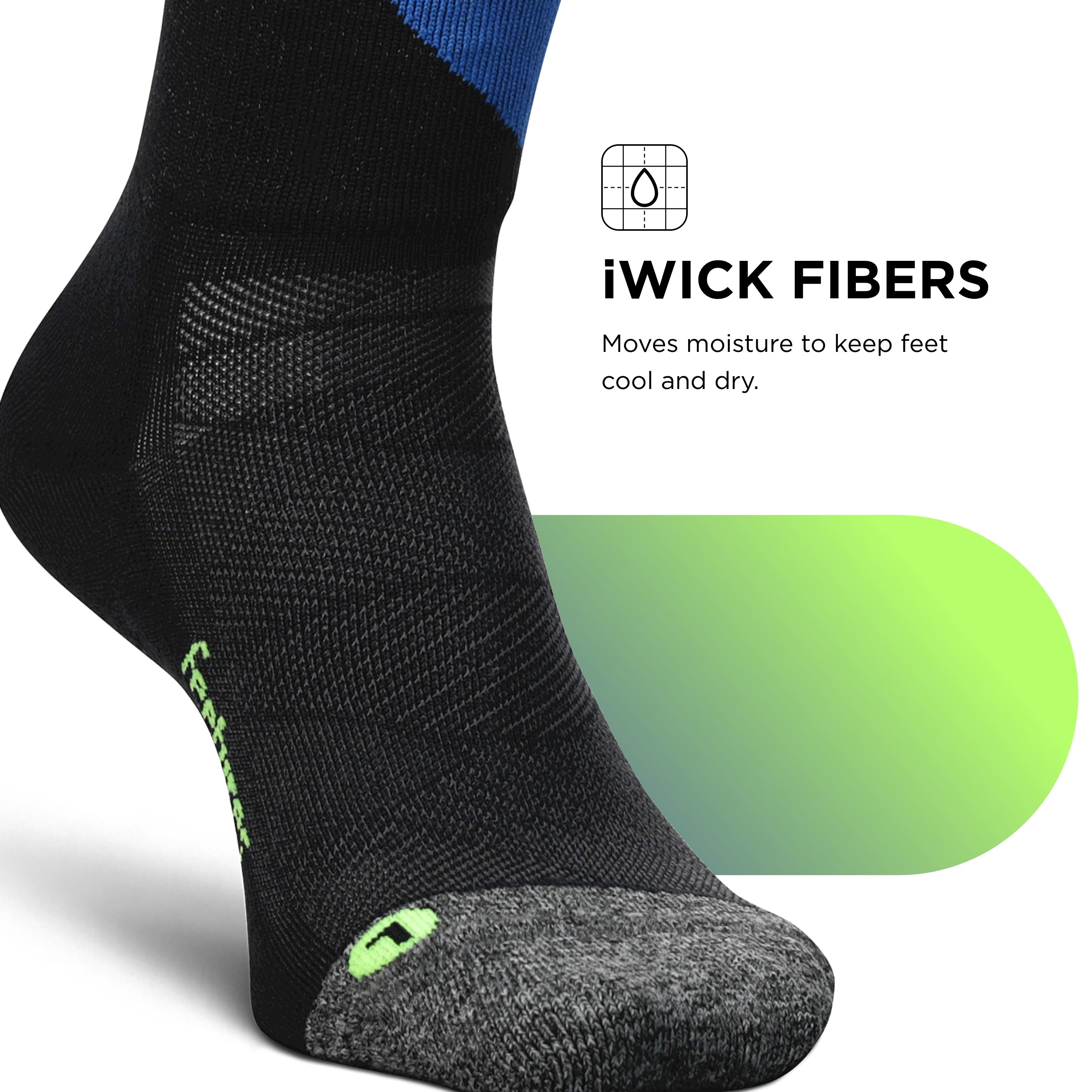 Feetures Elite Light Cushion Mini Crew Sock - Sport Sock - XL, Rythmic Black - Picture 5 of 36