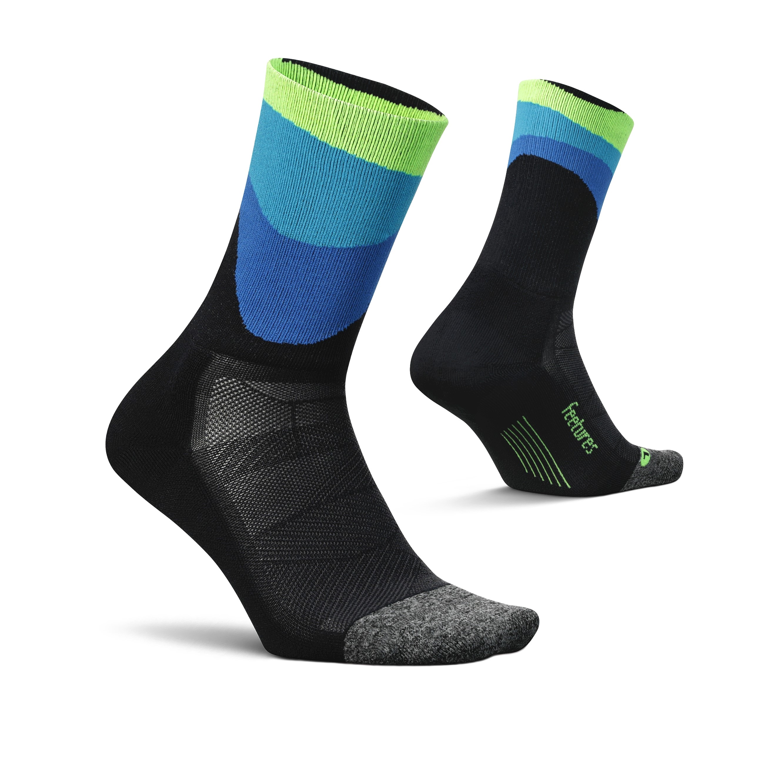 Feetures Elite Light Cushion Mini Crew Sock - Sport Sock - XL, Rythmic Black - Picture 12 of 36