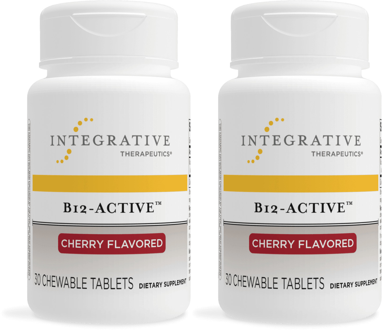 Integrative Therapeutics B-12 Active, Vitamin B12, Supports Nerve Function*, Cherry Flavored, 30 Chewable Tablets - 2 Pack