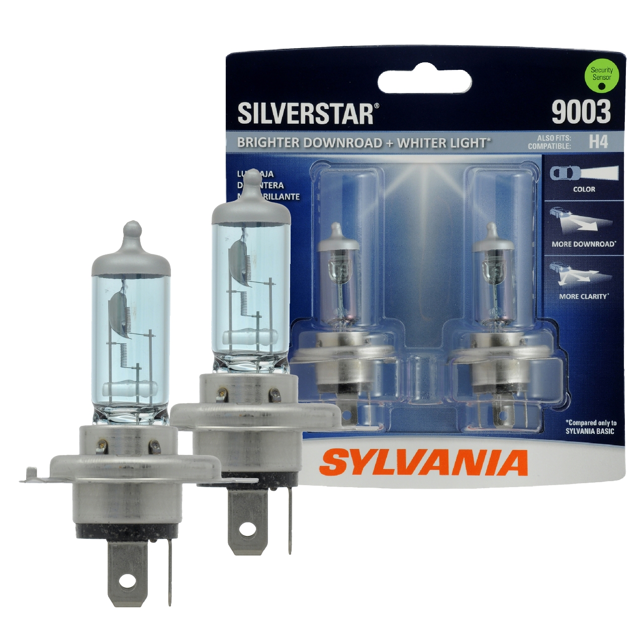 Sylvania 9003ST.BP2 (also fits H4) SilverStar High Performance Halogen Headlight Bulb, (Contains 2 Bulbs), White