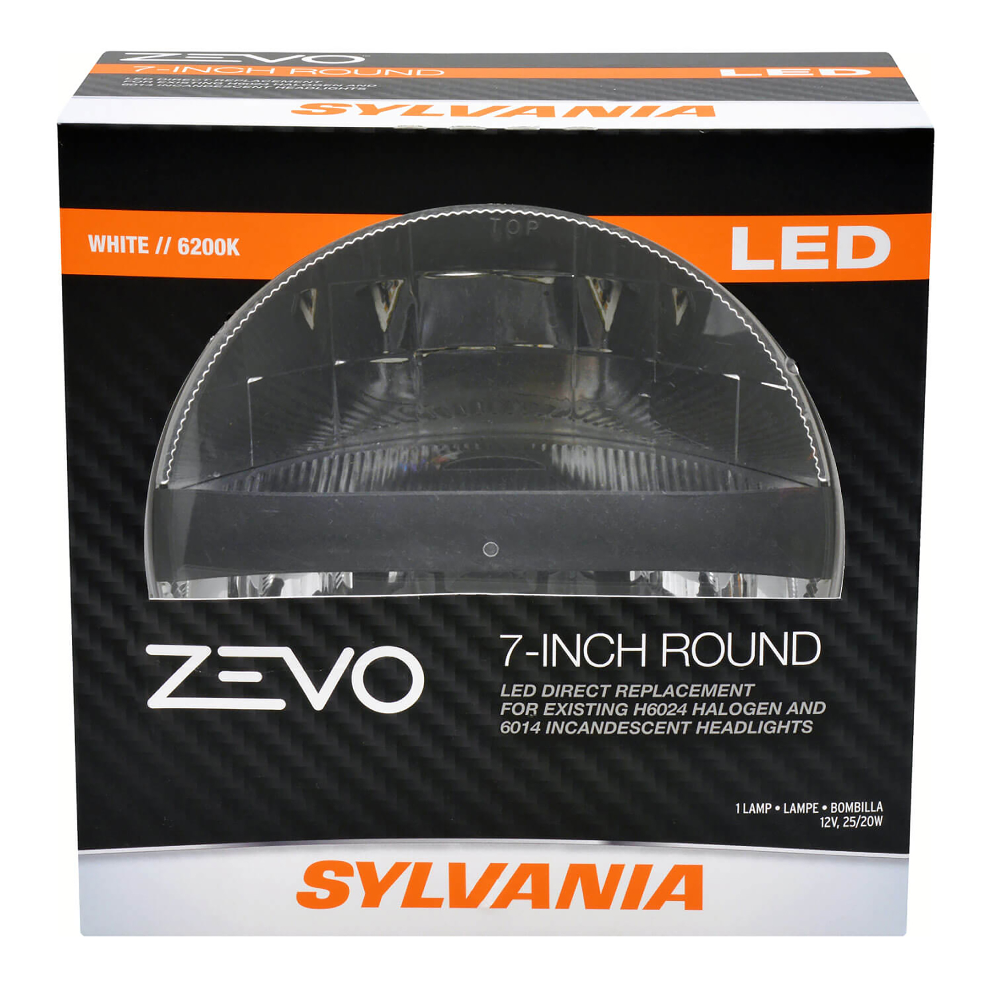 SYLVANIA L6024 ZEVO LED 7 inch Round Street Legal Sealed Beam Headlight, 1 Bulb