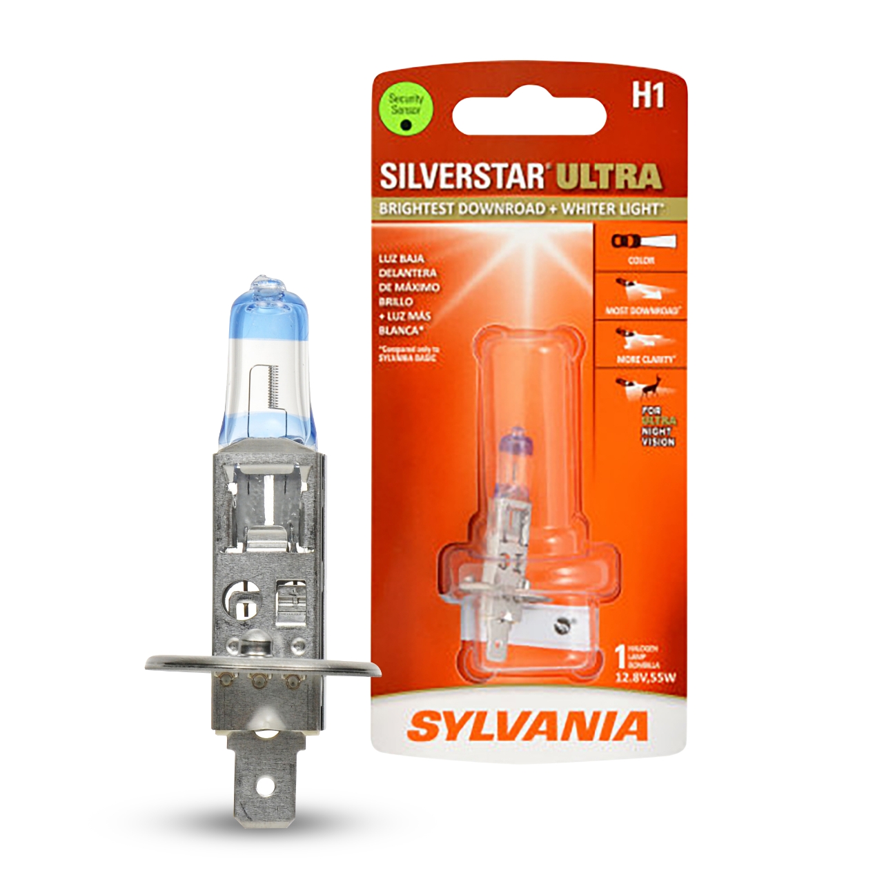 SYLVANIA H1 SilverStar Ultra High Performance Halogen Headlight Bulb, (Contains 1 Bulb)