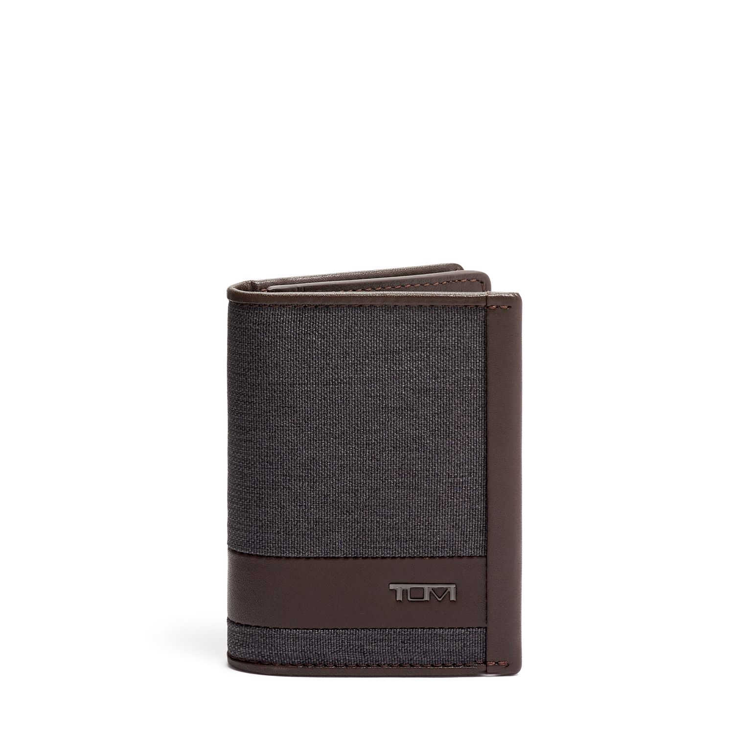 TUMI - Alpha Gusseted Card Case Wallet for Men - Anthracite/Brown