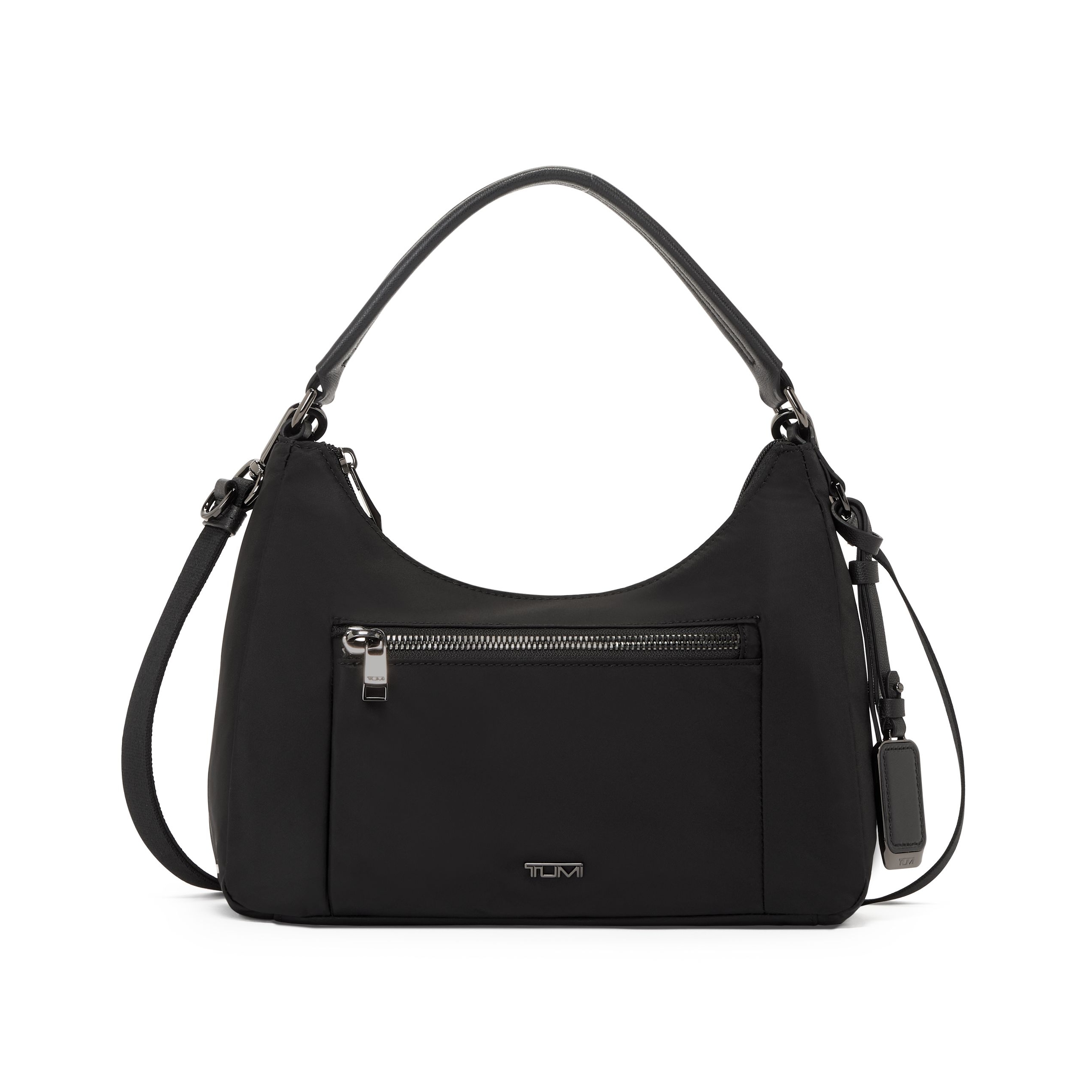 TUMI - Voyageur Adelaide Hobo Crossbody - Sling Bag for Women - Everyday Travel Purse - Removable Strap - TUMI Tracer - Black & Gunmetal Hardware